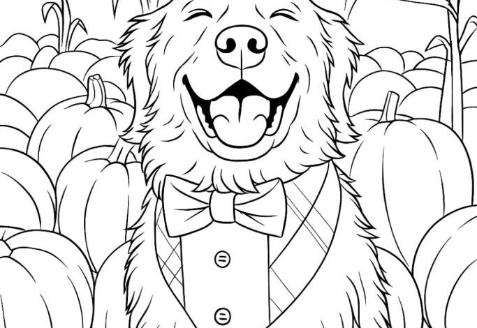 Pumpkin Patch Scene Golden Retriever Coloring Page Pumpkin Patch Scene Golden Retriever Coloring Page